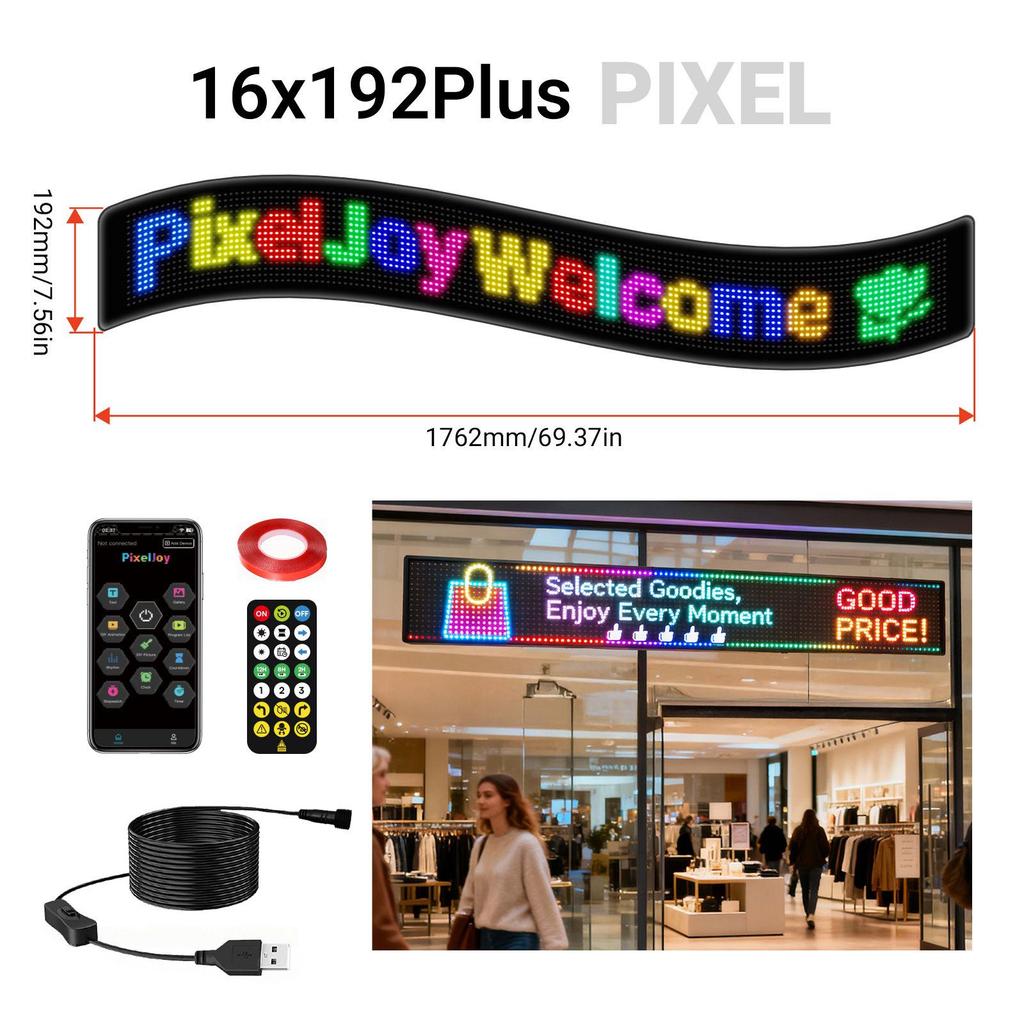 Smart LED Car Sticker: Full Color Flexible Display with Bluetooth Scrolling Subtitles for In-Car Advertising.