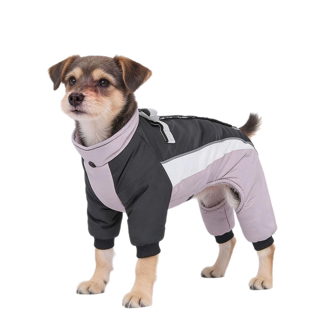 Autumn and winter new dog clothes puppy four-legged cotton clothes outdoor reflective belt traction cold-proof dog cotton-padded clothes