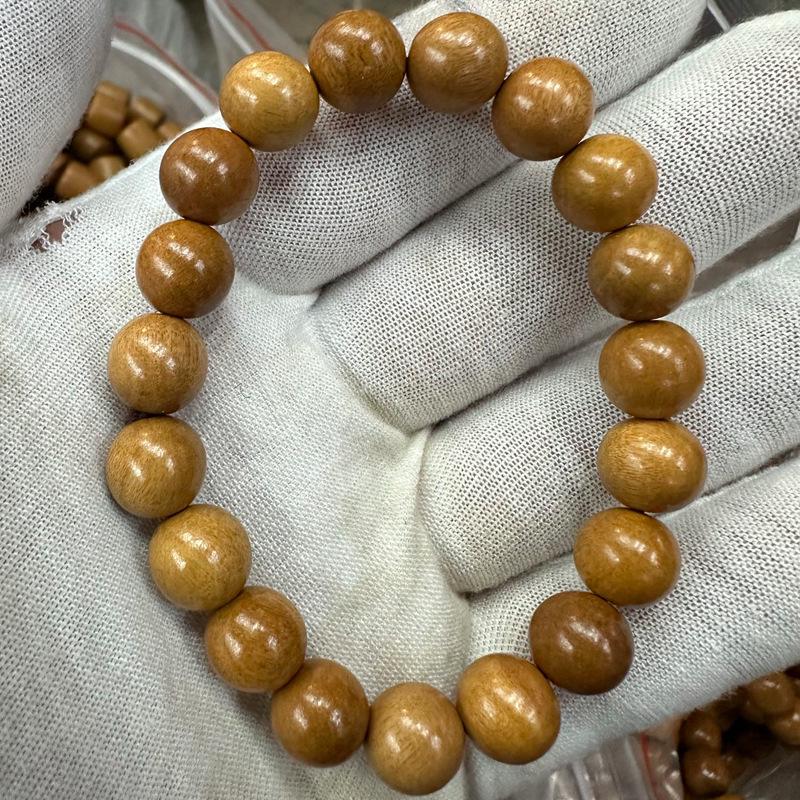 Ethnic Style Peach Wood Bead Bracelet - Single Circle, Unisex Buddhist Rosary 1.5