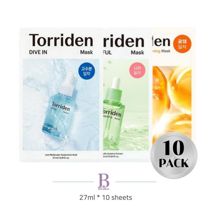 

TORRIDEN DIVE-IN Low Molecule Hyaluronic Acid Mask Pack 27ml*10EA (3 Types - Hydrating / Soothing / Brightening) CELLMAZING Mask x10 Sheet