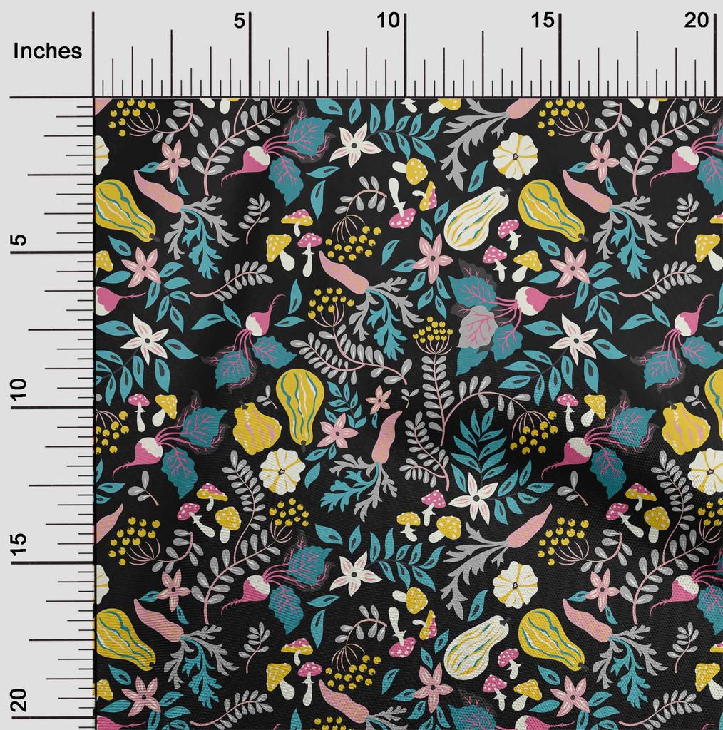 oneOone Cotton Flex Black Fabric Floral Sewing Craft Projects Fabric Prints By Yard 40 Inch