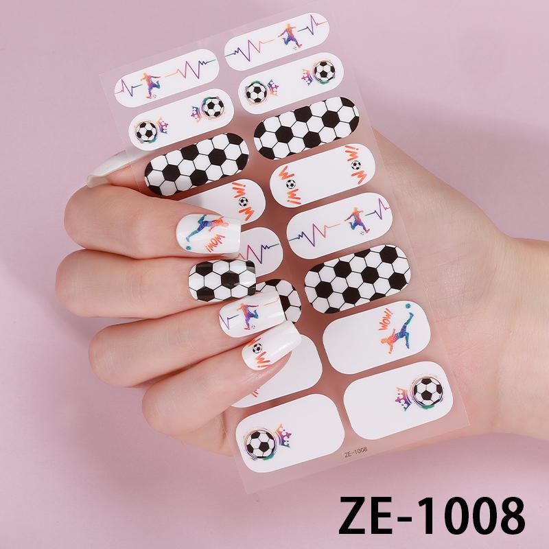 16Tipů Samolepky na Nehty Plné Krytí Fotbalové Pásky na Nehty Dlouhotrvající Samolepicí Nail Art DIY Manikúra Dekorace