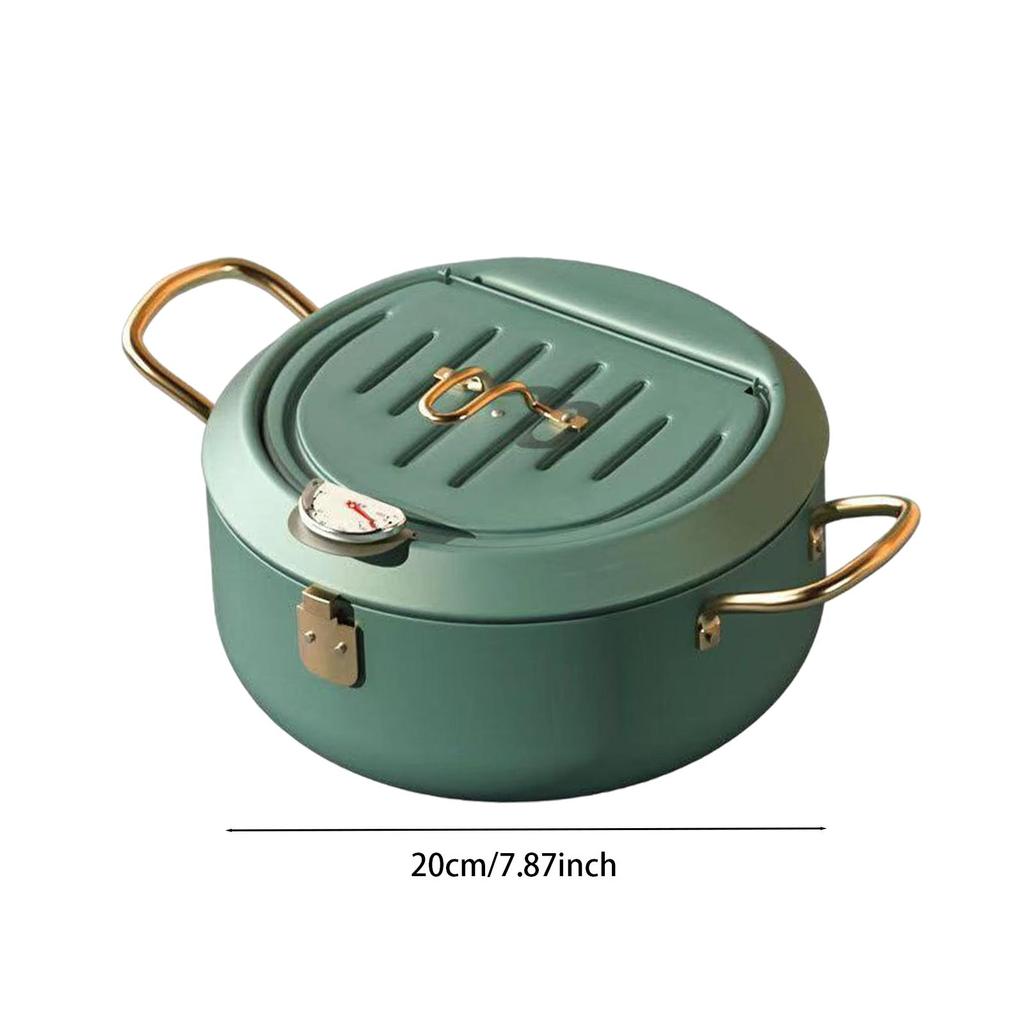 Deep Frying Pot Multifunction Cookware Sturdy Portable with Lid with Thermometer Frying Pan for Restaurant Camping Party Home
