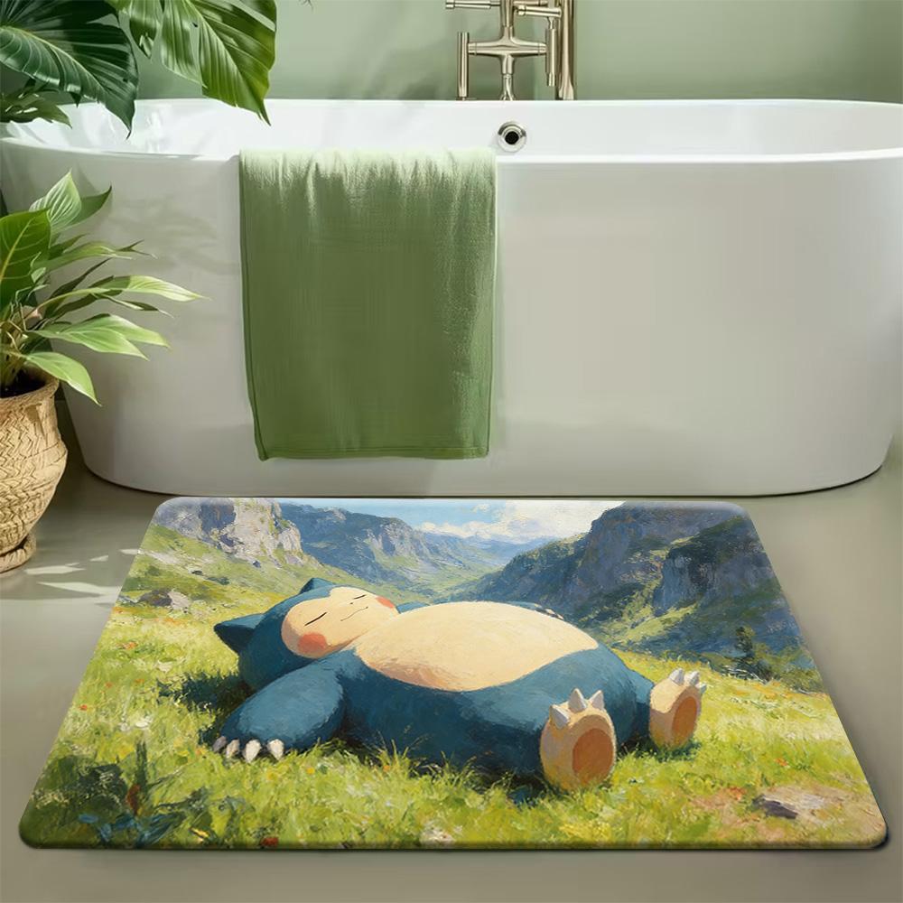 Pokemon Ash & Pikachu Geometric Print Doormat Non-Slip Absorbent Floor Mat for Indoor Entrance Home Decor 40x60cm