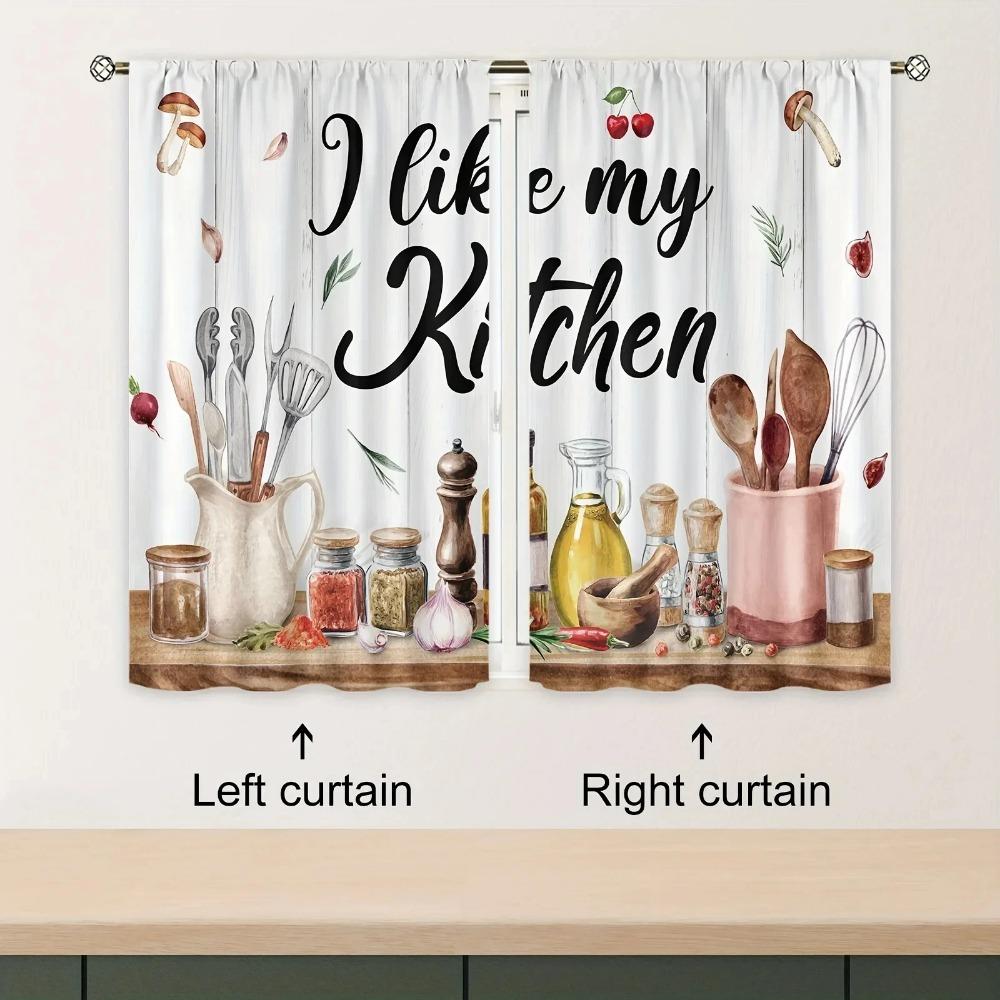 2 PCS Timeless Country Cooking Space Curtain Layer Farmhouse Country Residence Kitchen Area Family Room Bed Room Dining Room Decoration Accessories