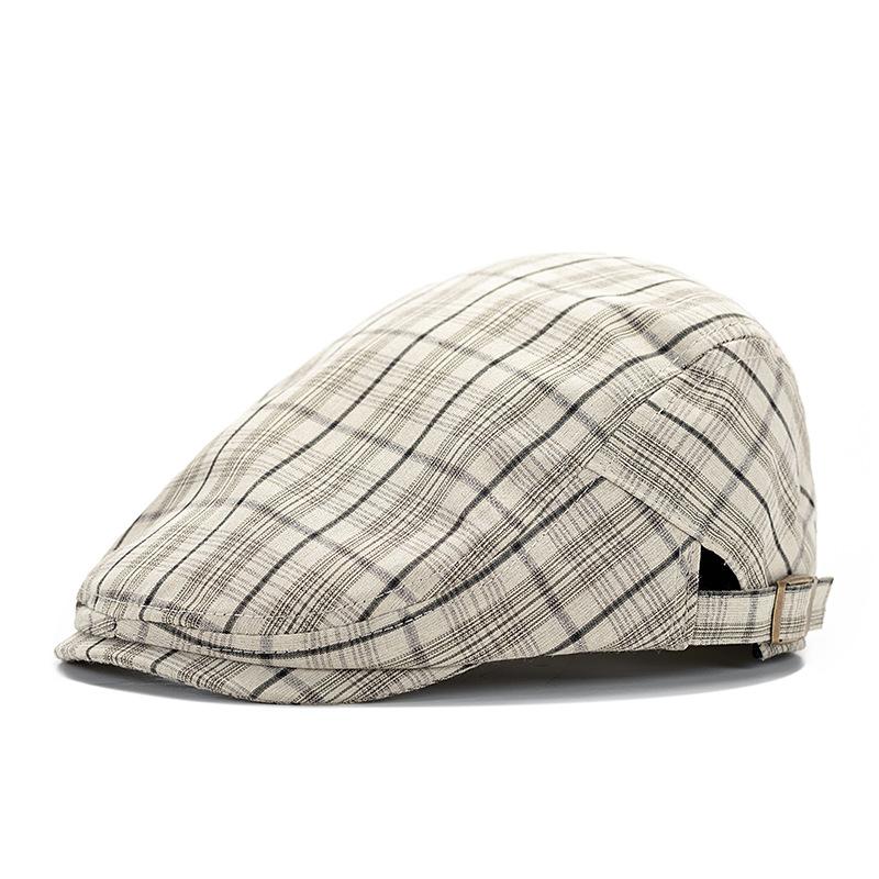 Plaid Forward Hat Men's Retro British Style Cap Spring Autumn Breathable Hat Women's Sun Hat