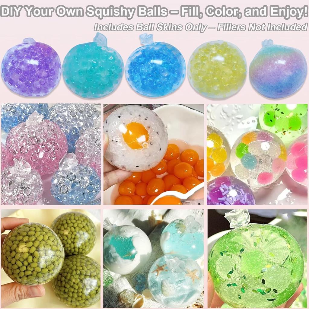 DIY Blank Stress Ball Making Kit Anxiety Relief Toy Handmade Squishy Stress Balls Empty Squeeze Ball Decorative Balls Party Gift