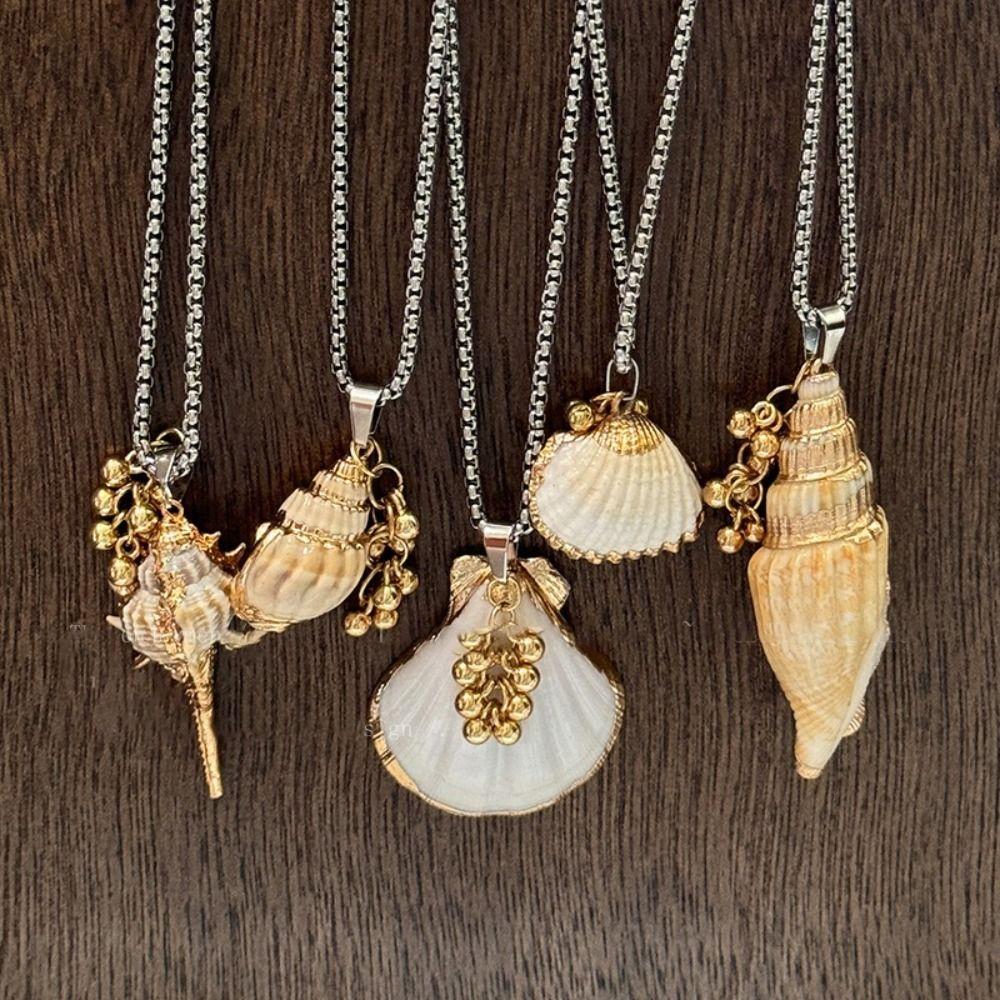 Handmade Scallop Beads Necklace Multiple Strand Chain Choker Shell Pendant Necklace Sweet Style