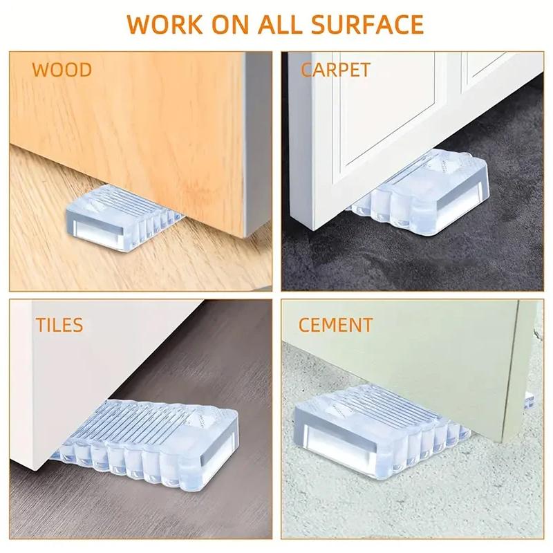 Silicone Door Stop Wedge Safety Stoppers Reusable Shock Absorbent Home Office Anti-Folder Hand Door Stopper Anti-collision Stop