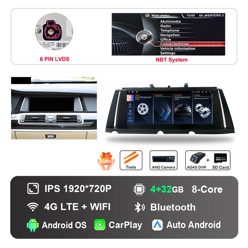10.25 inch Android Car Radio Multimedia Player HD Touch Screen for BMW 7 Series F01 F02 2009 - 2015 CIC NBT System DSP Stereo
