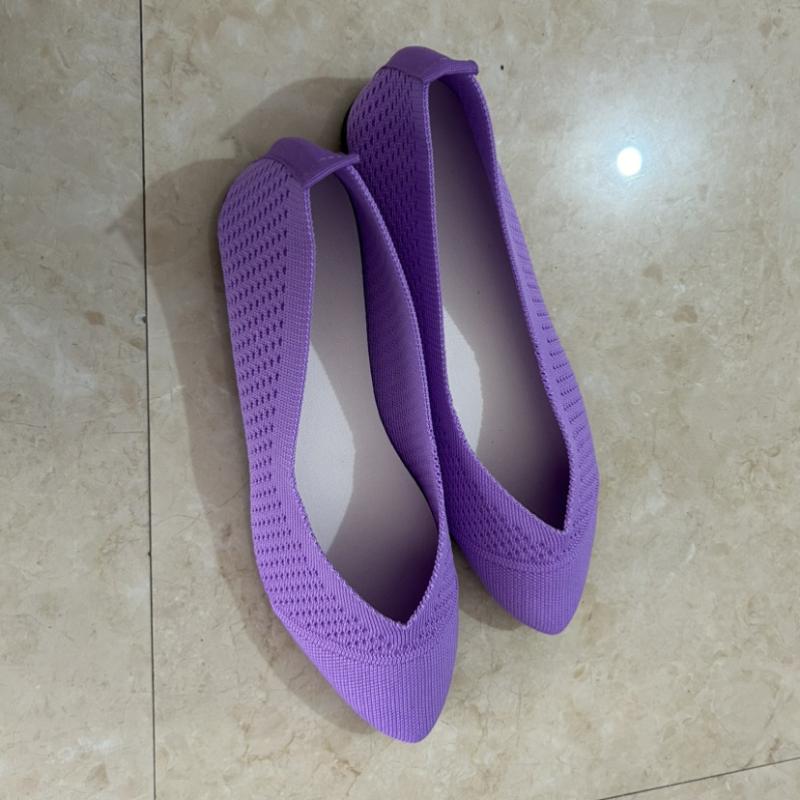 Flying Weaving Solid Color Casual Single Shoes Flat Bottom Shallow Mouth Soft Sole Lefu Shoes Breathable Mesh Flat Shoes