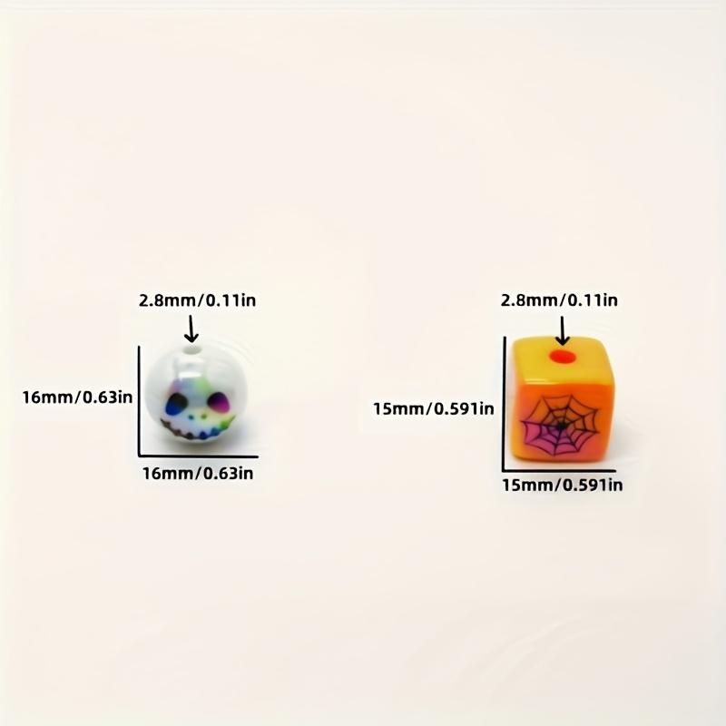 Acrylic UV Printed Beads, Round & Square, for Halloween Layered Tray Farmhouse Decor, DIY Crafts, Ghost Party Decorations