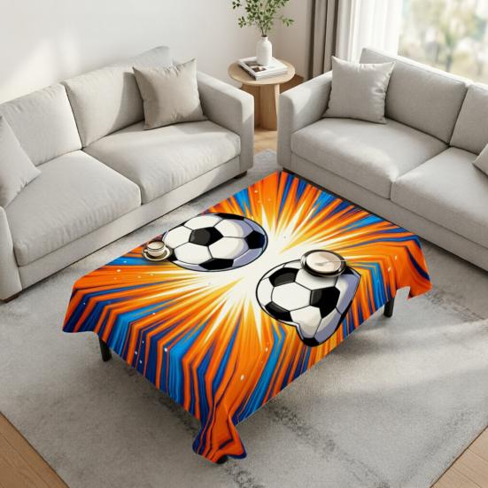 Soccer Tablecloth for Birthday Party Decoration, Soccer Ball Field Rectangle Table Cover for Dining Room, Game Day Sports Party Supplies