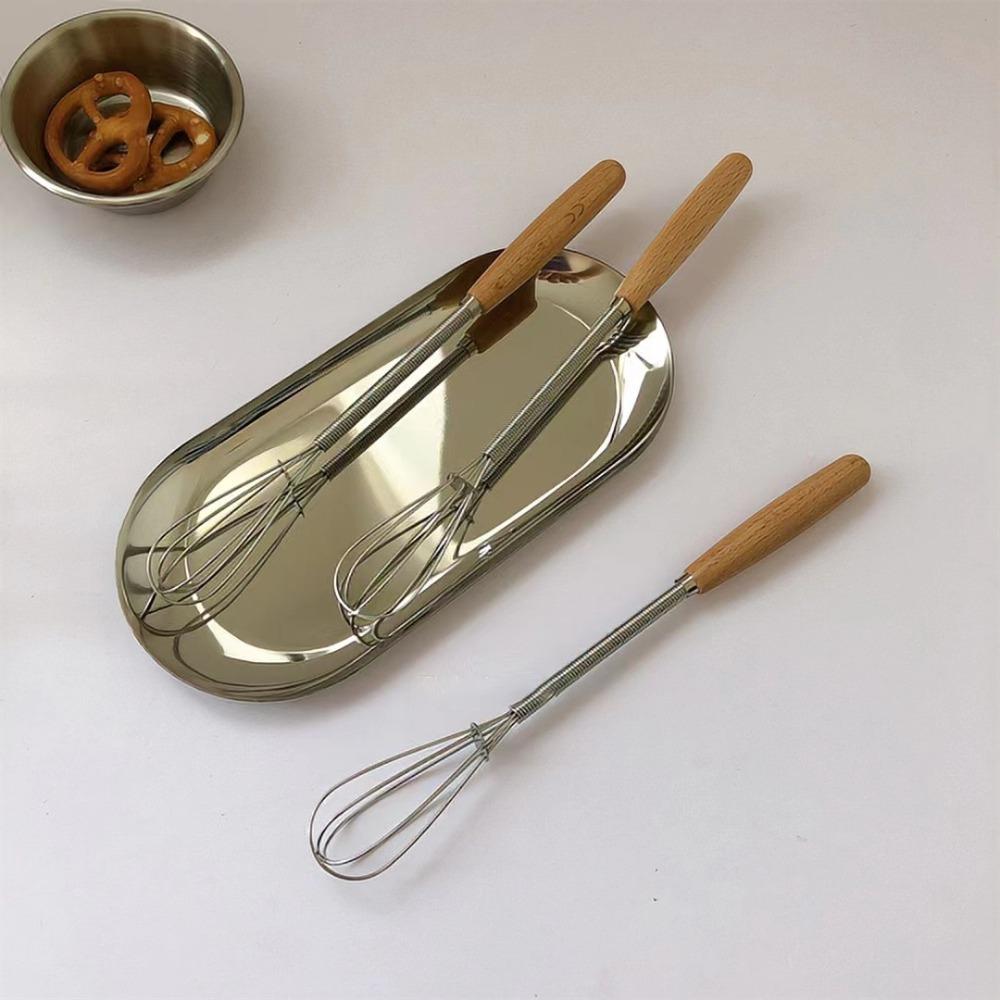 Multifunction Stainless Steel Egg Beater Wooden Handle Manual Egg Beater Hand Egg Beater Cooking