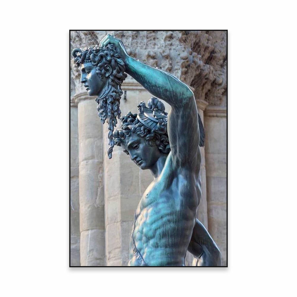 Perseus with the Head of Medusa Poster Black and White Ancient Greek God Wall Art Prints Canvas Painting Home Room Decoration