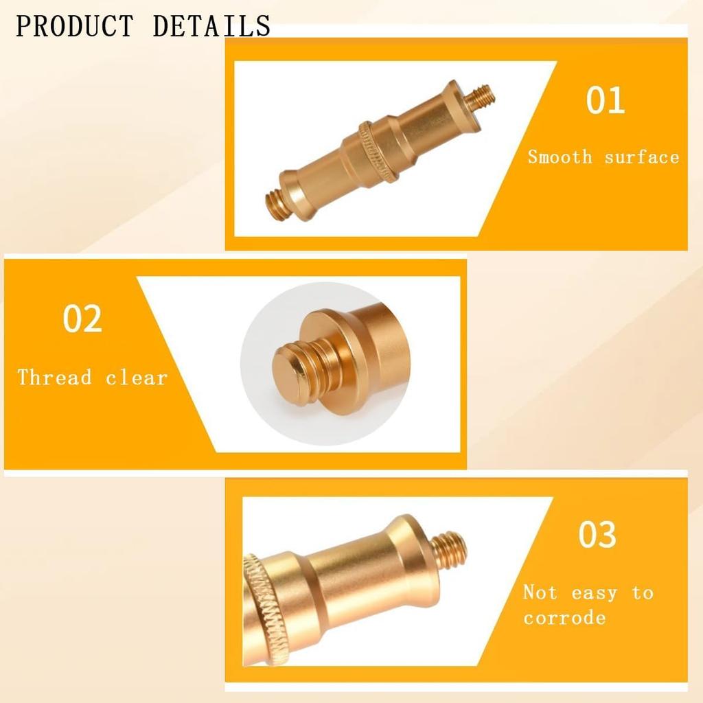 4 PCS Standard 1/4 to 3/8 inch Metal Convertor Threaded Screw Tripod Adapter Spigot Stud for Flash Holder, Studio Light Stand, Ball Head (Copper)