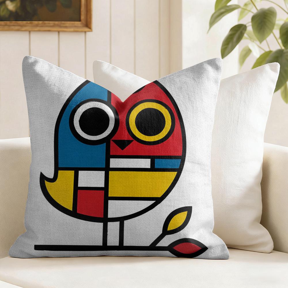 Abstract Painting Piet Art Cushion Cover Eco Linen Pillow Case DoubleSided Print Breathable Durable Zipper Home Decor Gift
