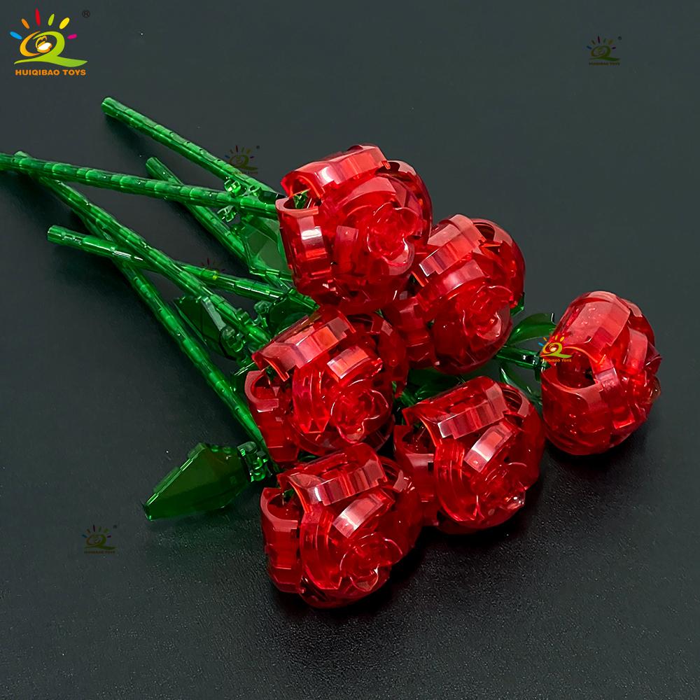 MOC Rose Flower Model Building Blocks DIY Eternal Bouquet Bricks Kits Toy For Children Girl Home Decoration Xmas Gift