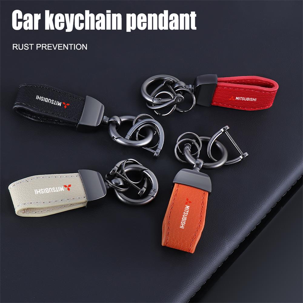 Metal Leather Car Key Ring Chain Auto Keychain Accessories For Mitsubishi Asx Lancer 10 Outlander l200 Xpander Pajero 4 Montero WZ8