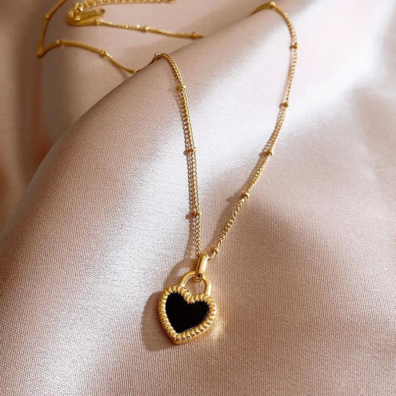 2023 New Double Sided Heart Pendant Necklace For Women Girl Clavicle Chain Choker New Fashion Trendy Jewelry Gift Party