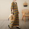 Striped V-Neck Plus Size Vacation Dress - Women’s Loose Beachwear