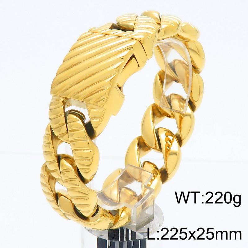 Kalen 20/33mm Stainless Steel Chunky Bracelet for Men Vintage Striped Cuban Chain Cuff Bracelets Personalized Cool Party Jewelry