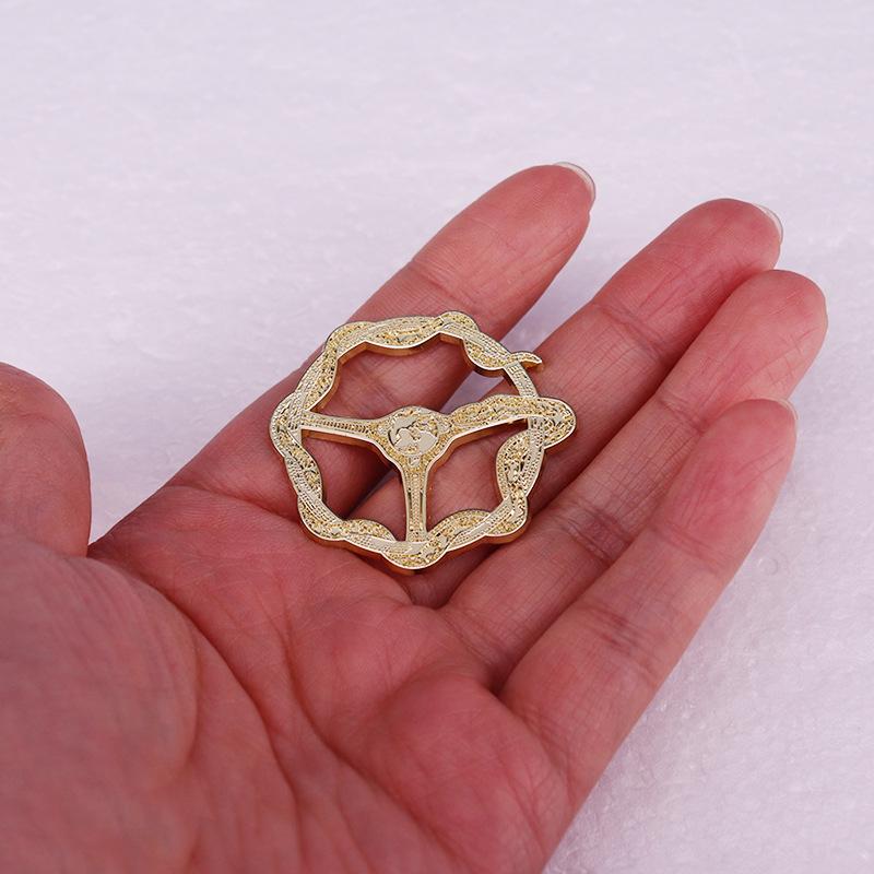 Gold Steering Wheel Brooch & Snake Ring Badge