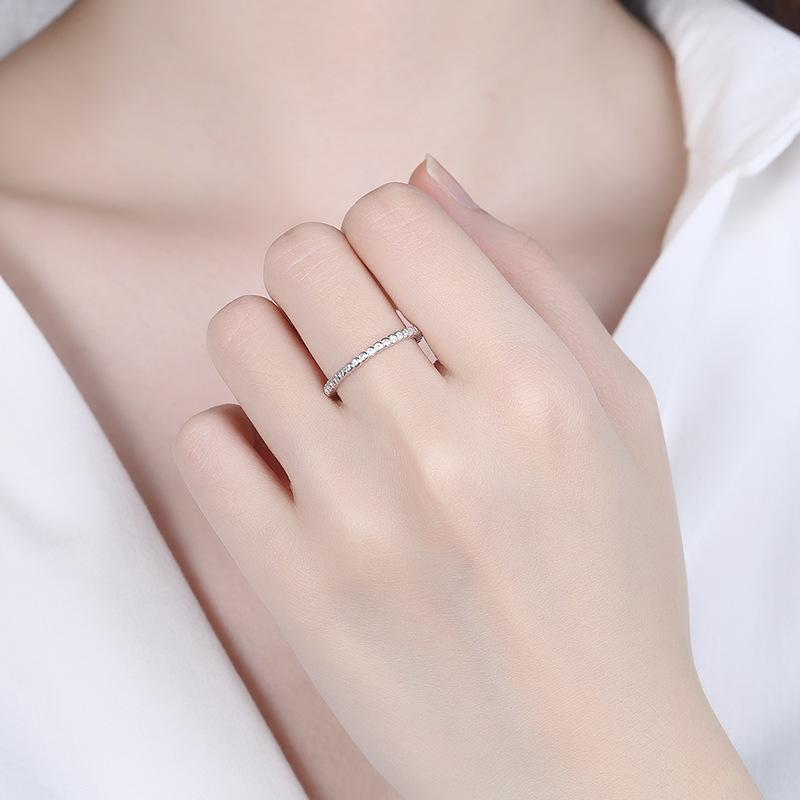 S925 Sterling Silver Korean Style Row Diamond Ring Fashion Personality Girlfriends Fully-Inlaid Full Diamond Silver Accessories