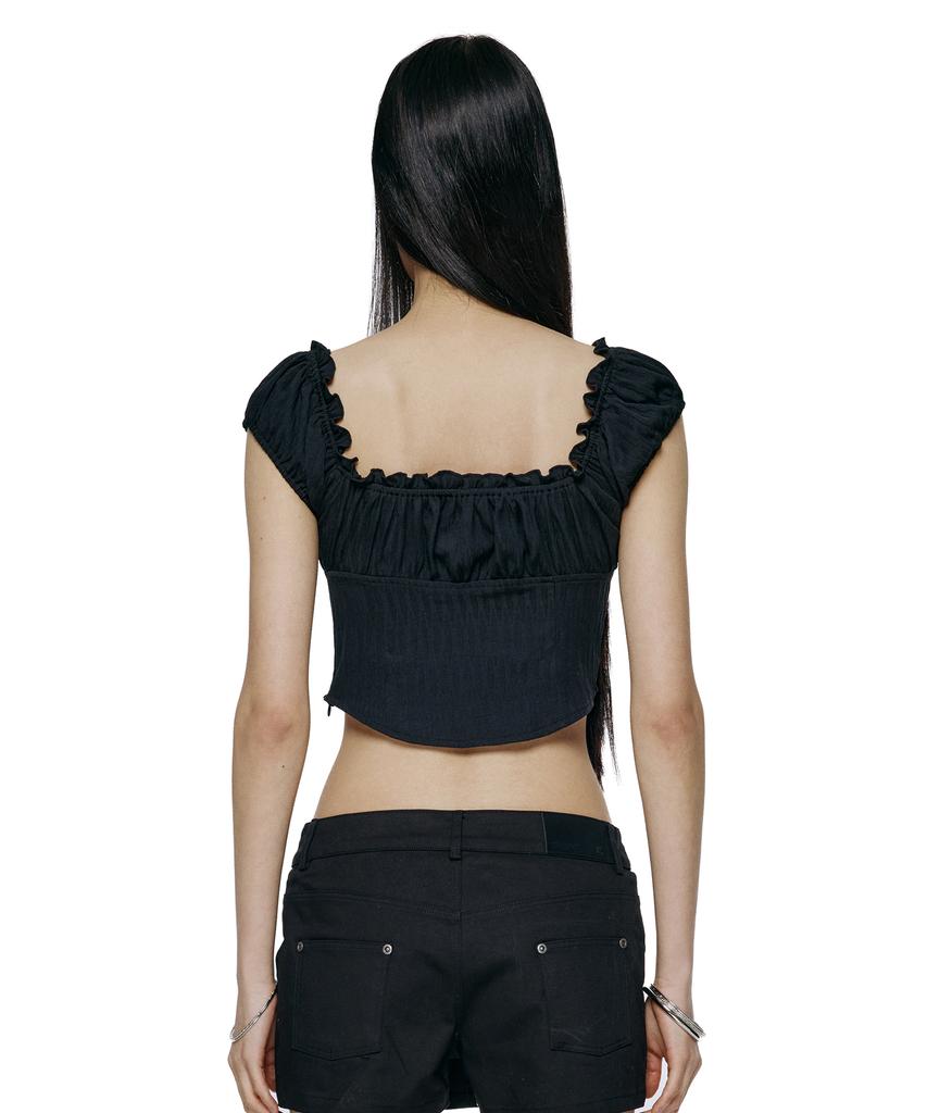ROCKCAKE Curve Line Corset Blouse - Black
