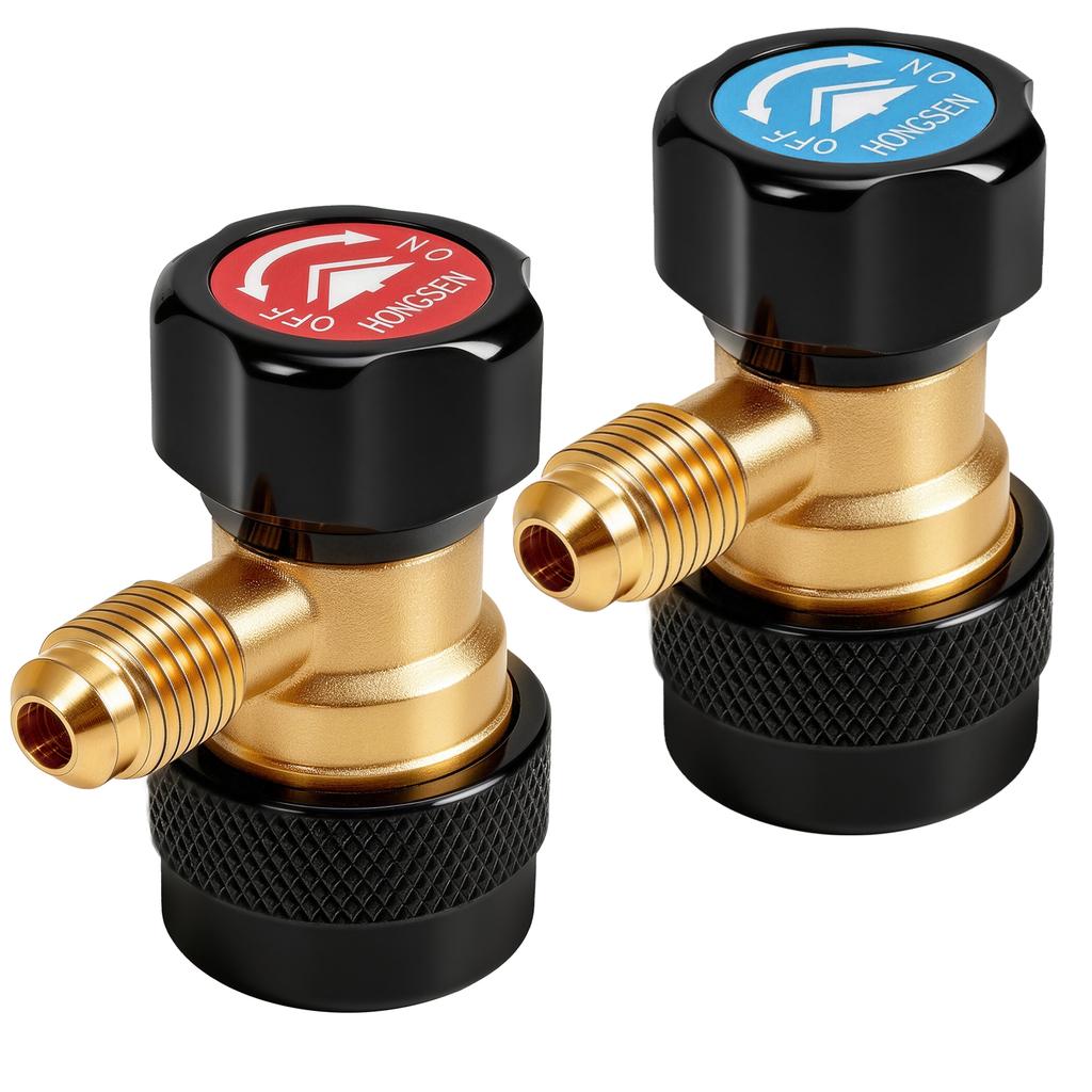 R134a Quick Coupler Adapter Kit 1/4 Inch Male Flare High Low Pressure 6 Ball Connector for Automotive HVAC Refrigerant Charging