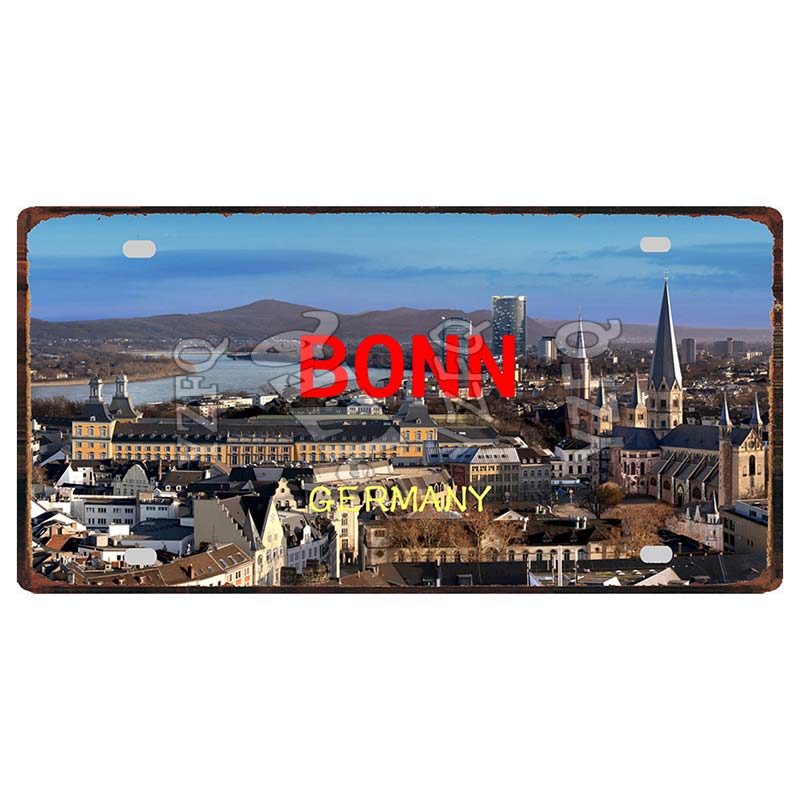 YZFQ30X15CM Bonn Rotterdam Manchester City Retro Tin Metal Sign Travel Souvenir Wall Pub Shop Home Garage  Art Decor  DC-1297B