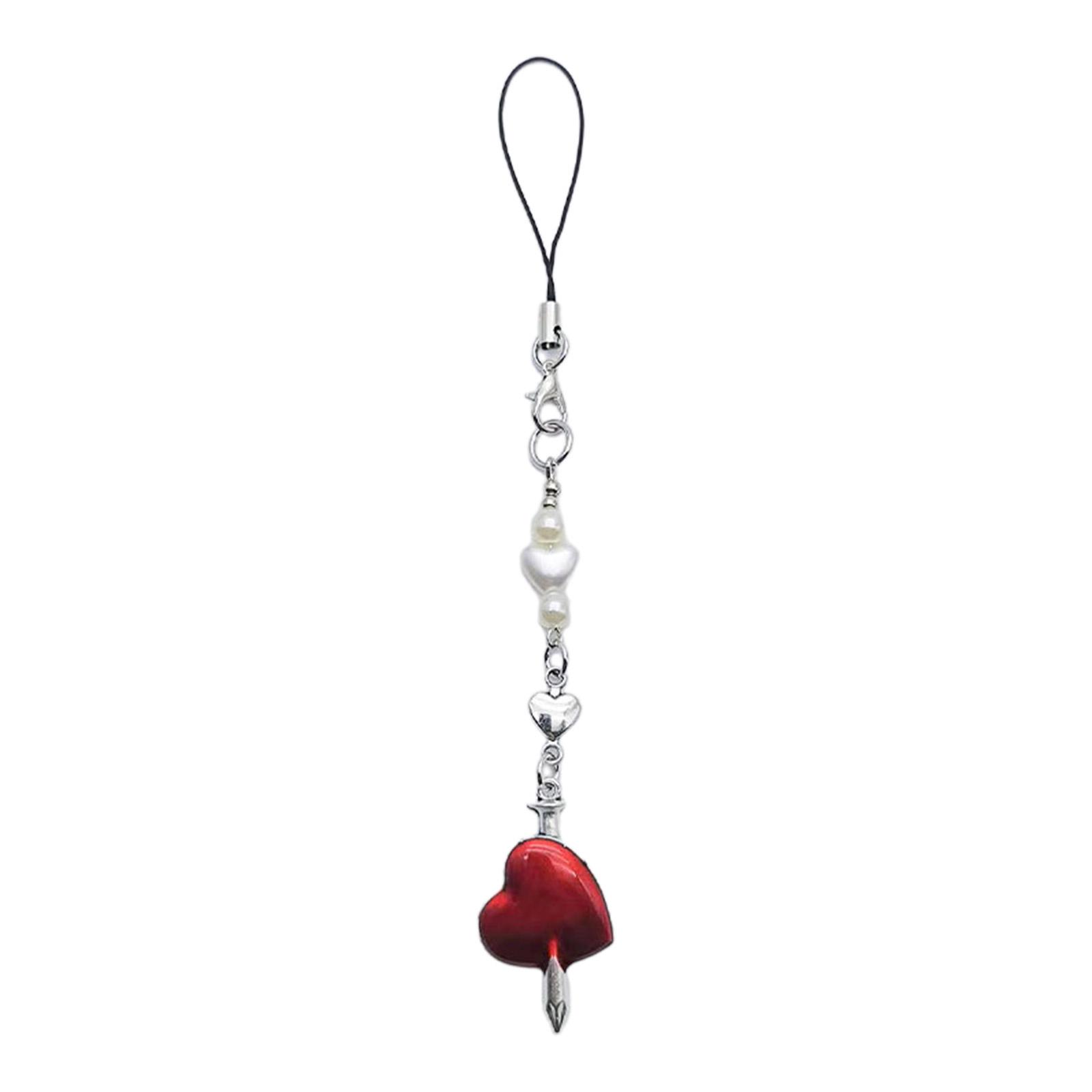 

Retro Nail Red Heart Phone Charm Straps Y2K Car Keys Hanging Pendants Bag Decoration Lanyard Women Purse Accessories 1