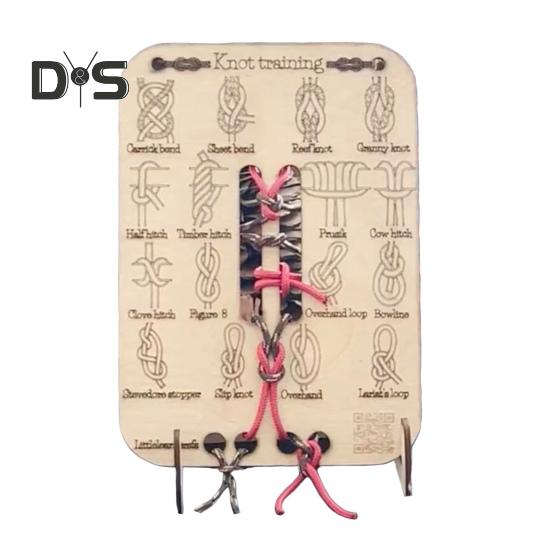 Learn Knot Training Board 16 Knots Tying Practice Wooden Board Beginner Reefs Square Knots Hands-On Learning Board Outdoor Camping Lovers Gift