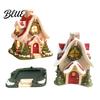 Decorative Figurines for Living Room Christmas Snow House Incense Burner, Backflow Holder, Small Village with Red Bricks Festive Xmas Desktop Figurine