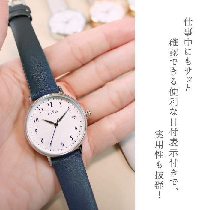 J-AXIS Daily Watch with Date Display, Simple, Basic, Easy To Read, Business, Job Hunting, Student, Unisex, Gray (CF3B0029)