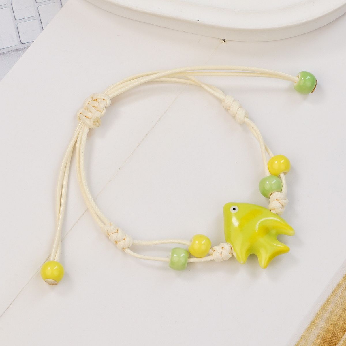 Керамический браслет Jingdezhen, ручная роспись, рыбы, регулируемый, новая китайская веревочка, оптовая бижутерия