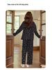 Women's Long Sleeve Cotton Kimono Pajamas with Chest Pads - Cute Cartoon V-Neck Set for Spring and Autumn