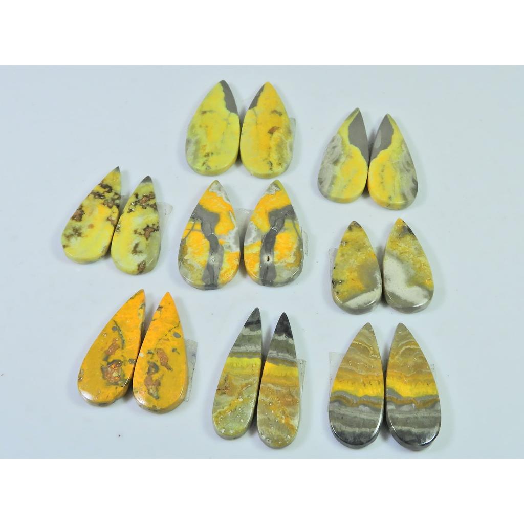 24-27 MM Natural Bumble Bee Jasper Pair Pear Cabochon Gemstone 08 Pair Lot C-754