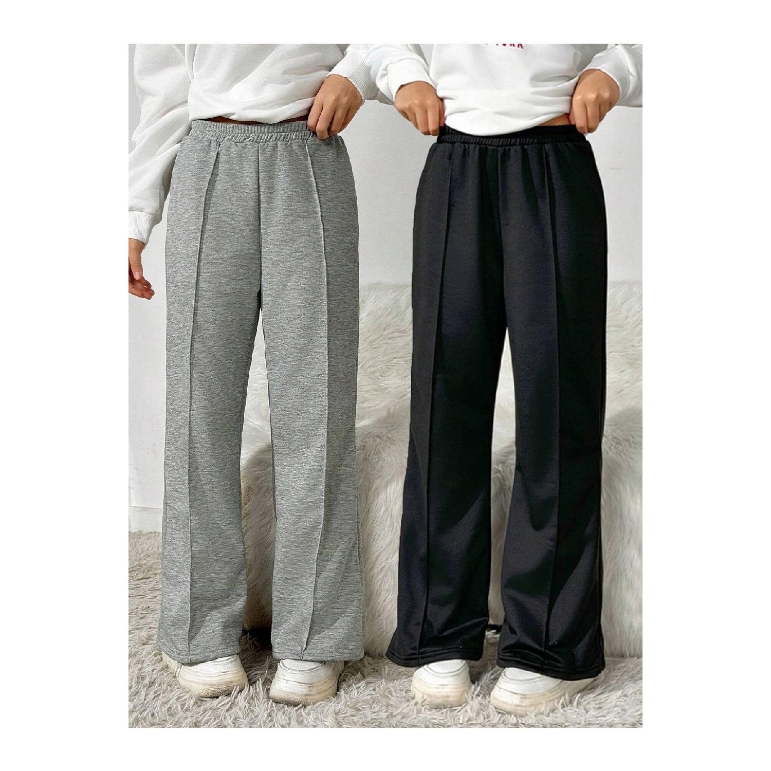 

2 Pieces Wide Leg Black Gray Women s Sweatpants XL