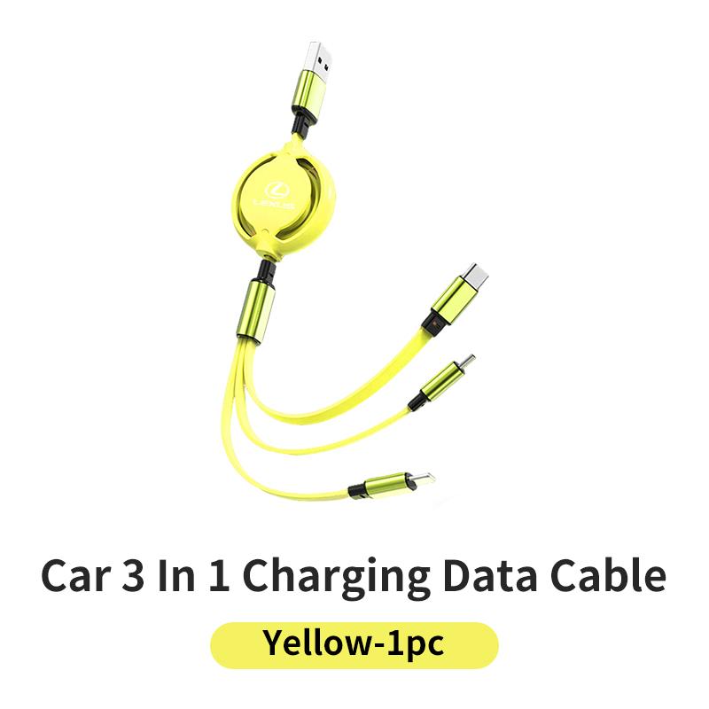 CKU5 Car 3-in-1 Charger Data Cable Type C USB Interface Charging Line Interior For Lexus CT ES GS NX IS250 CT200h IS300h ES300h RX400