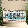 D Flat Decorative Only Pc Vintage Miami Metal Decorative Plaque and Ornament Country Style Wall Decor Suitable for Mens
