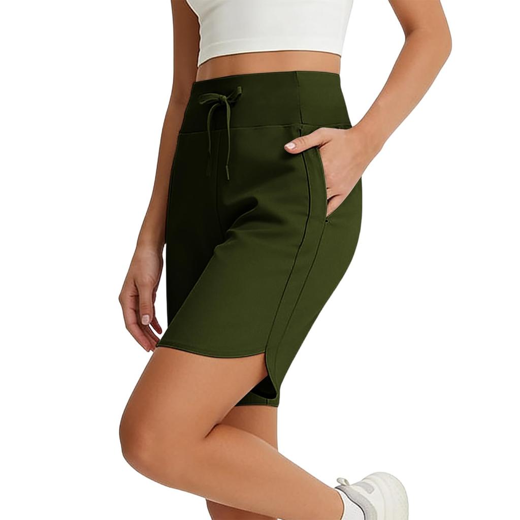 Women's Casual Drawstring Waist Shorts with Side Pockets Relaxed Fit Mid Length Comfortable Lightweight Fabric Suitable for Everyday Wear