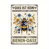 1 шт. Німецький вінтажний металевий знак «Бджола» - Напис «5 Sterne Bienen-Oase», Ідеальний настінний декор для саду/пасіки/ферми