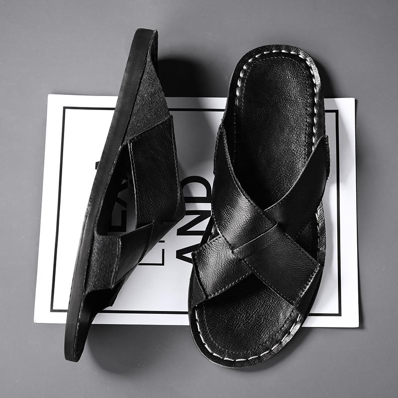 Fashion Lightweight Handmade Men Slippers Summer Men's Sandals Mules Outdoor Half Drag Antiskid Simple Lazy Flats New Slides Flip-flops