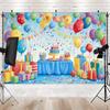 2D Rainbow Confetti Happy Birthday Backdrop Banner for Children Party Supplies