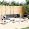 5 Piece Garden Sofa Set with Cushions White Solid Pine Wood
