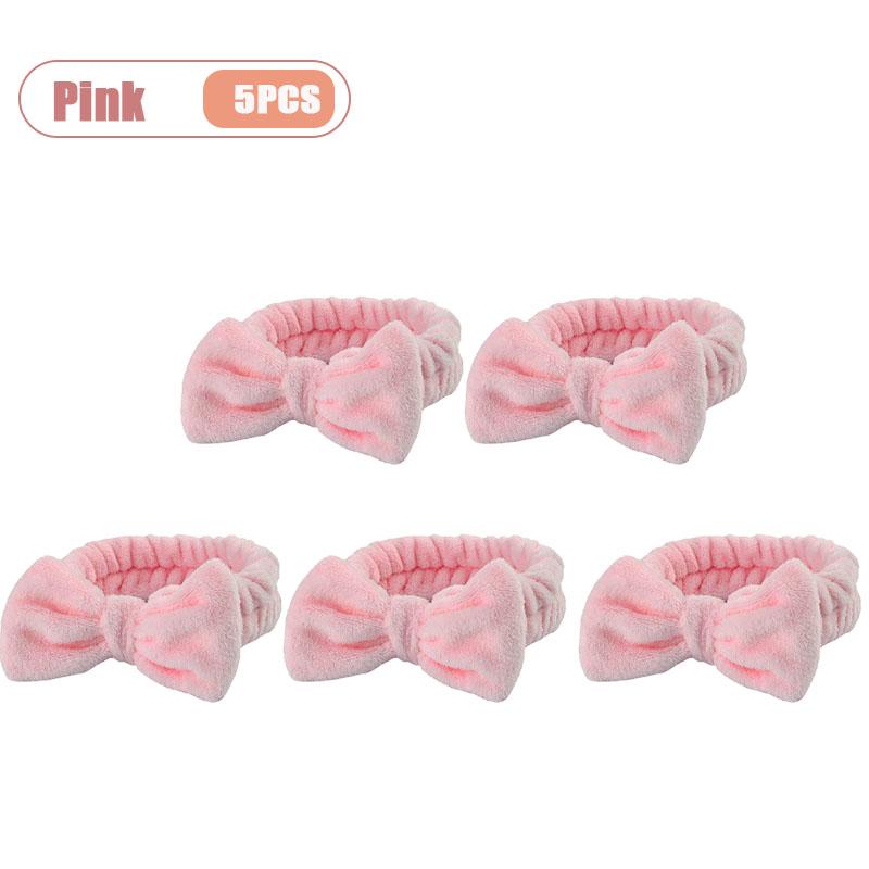 1-20PCS Soft Coral Fleece Headband for Face Washing Makeup Bow Design Hair Hoop Light Beige Yoga Turban for Girls Women