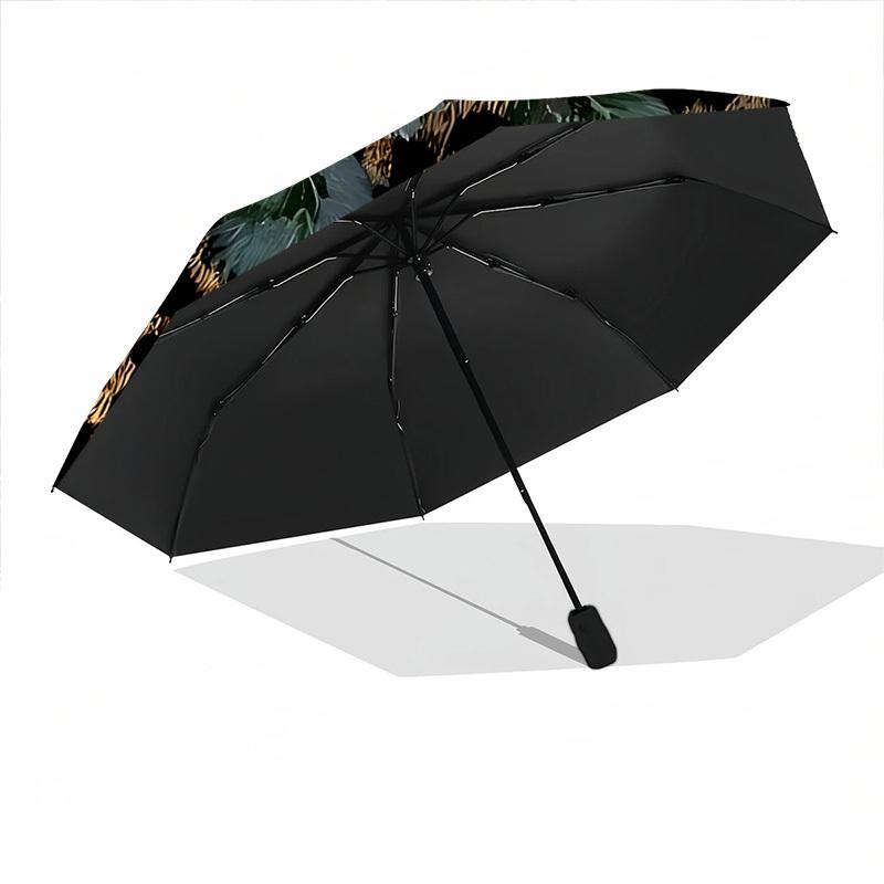1pc Floral Leopard Umbrella Portable Folding Umbrella Durable Iron Frame, Suitable for All Seasons Home Travel Outdoor yy260319072