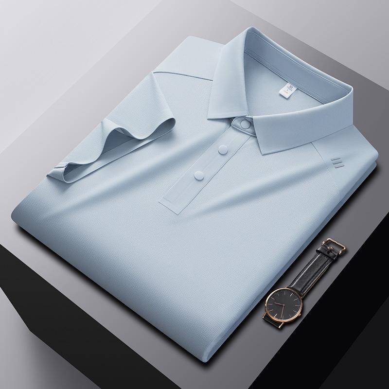 Men s 10A Grade Antibacterial Seamless Polo Shirt - Breathable, Anti-wrinkle, Cool Feel, Quick-drying, Short Sleeve Quadruple Extra Large