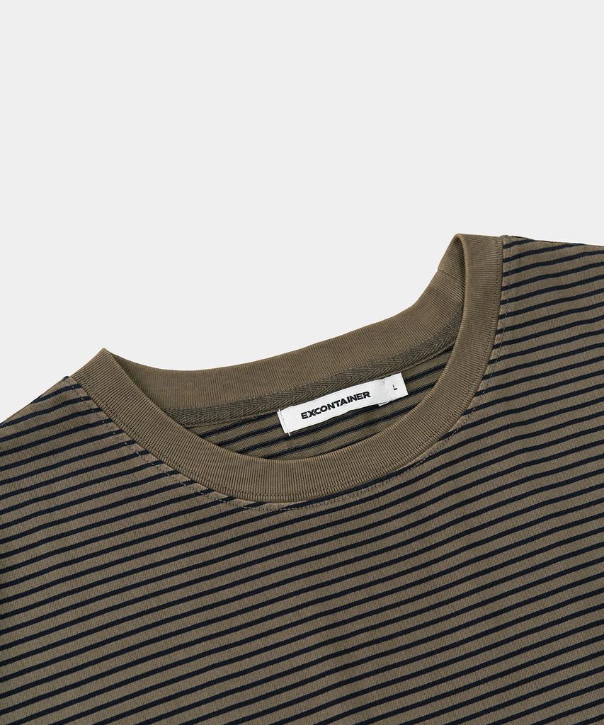 EXCONTAINER Pigment Dyed Stripe Half T-Shirt (Deep Beige)